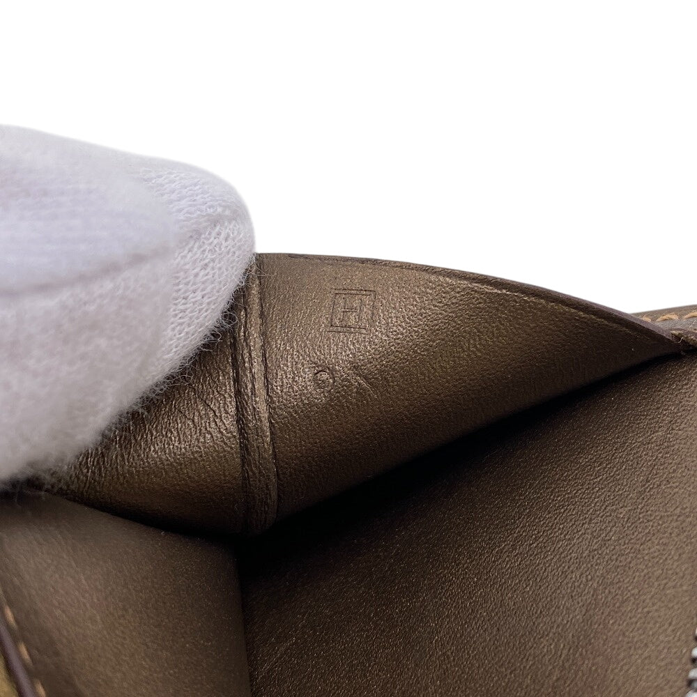 HERMES Bifold Wallet Calfskin Brown BEAN Compact