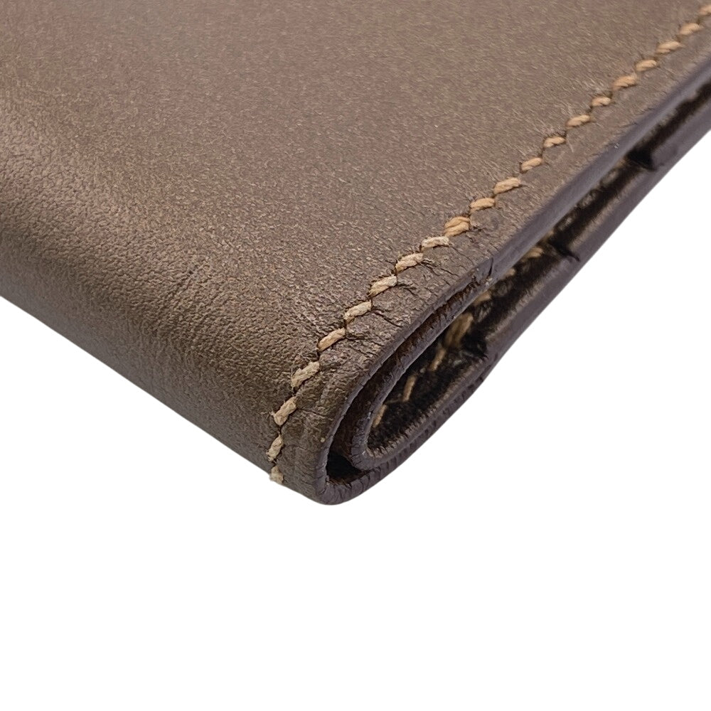 HERMES Bifold Wallet Calfskin Brown BEAN Compact