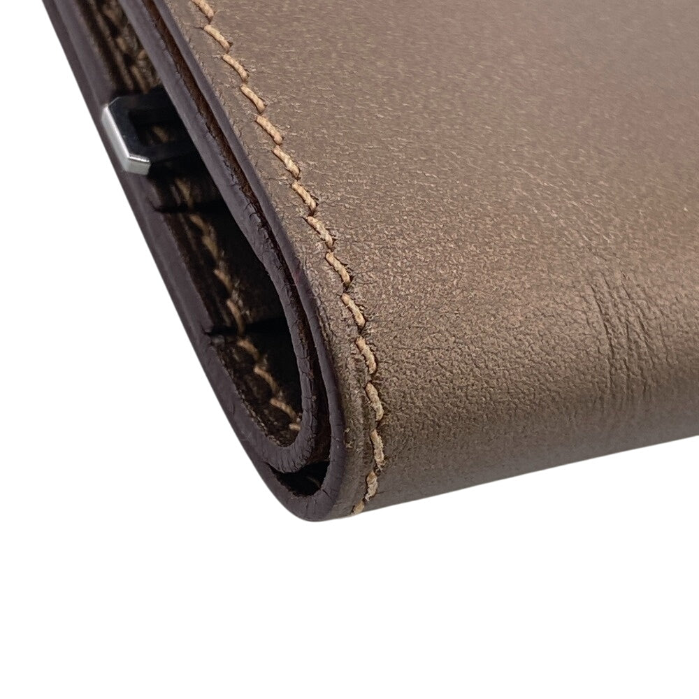 HERMES Bifold Wallet Calfskin Brown BEAN Compact