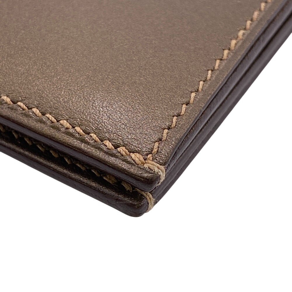 HERMES Bifold Wallet Calfskin Brown BEAN Compact