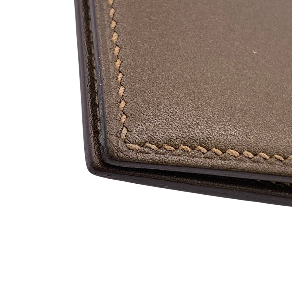 HERMES Bifold Wallet Calfskin Brown BEAN Compact