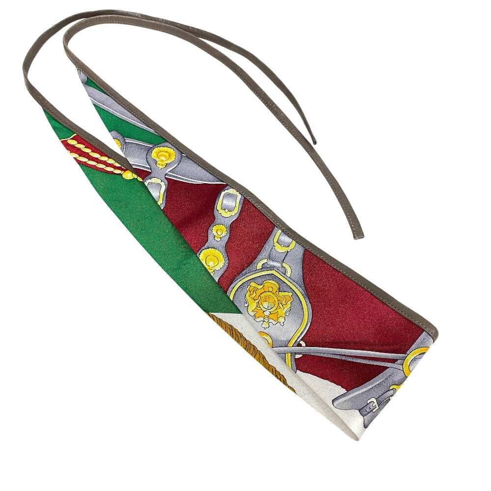 HERMES scarf Silk, Leather white
