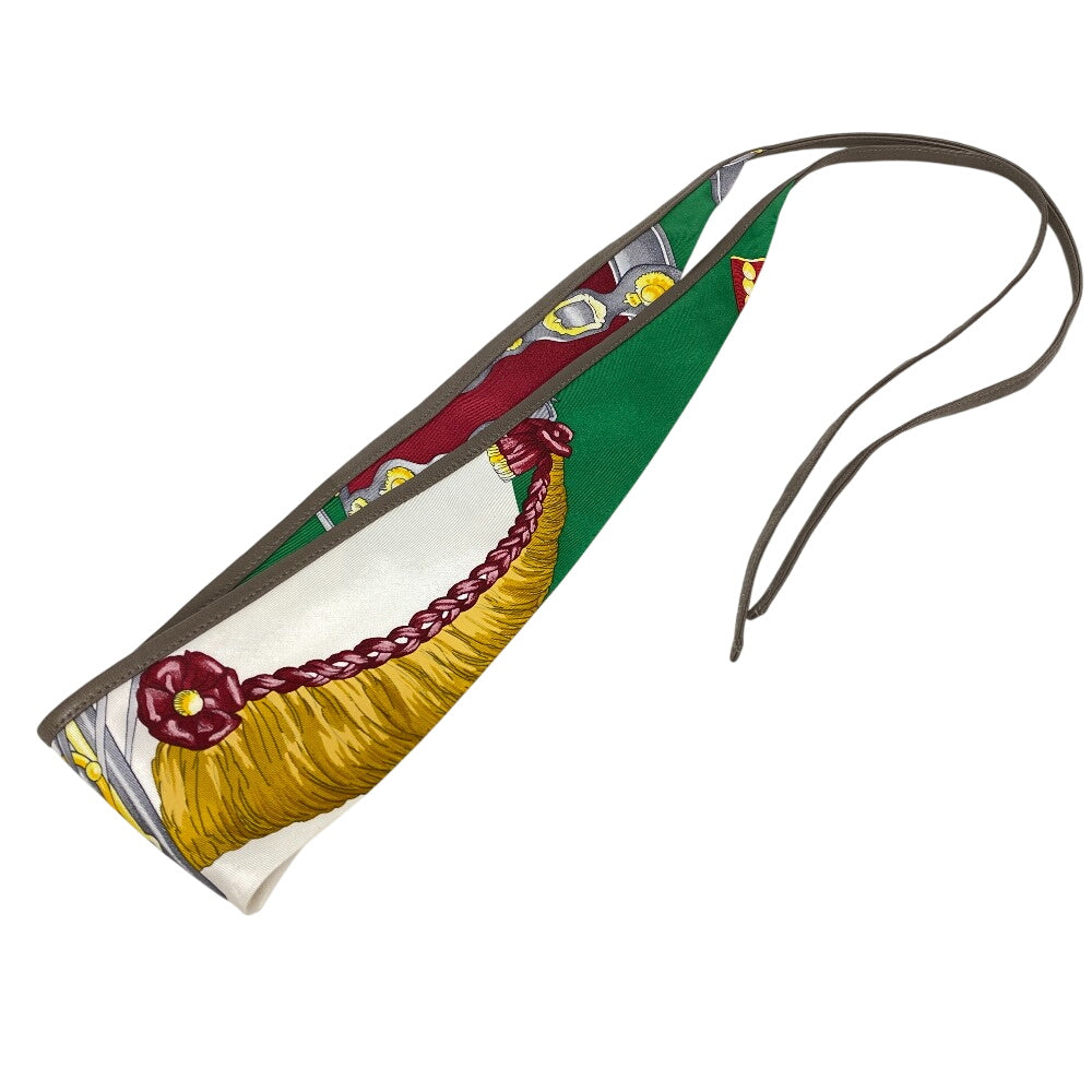 HERMES scarf Silk, Leather white