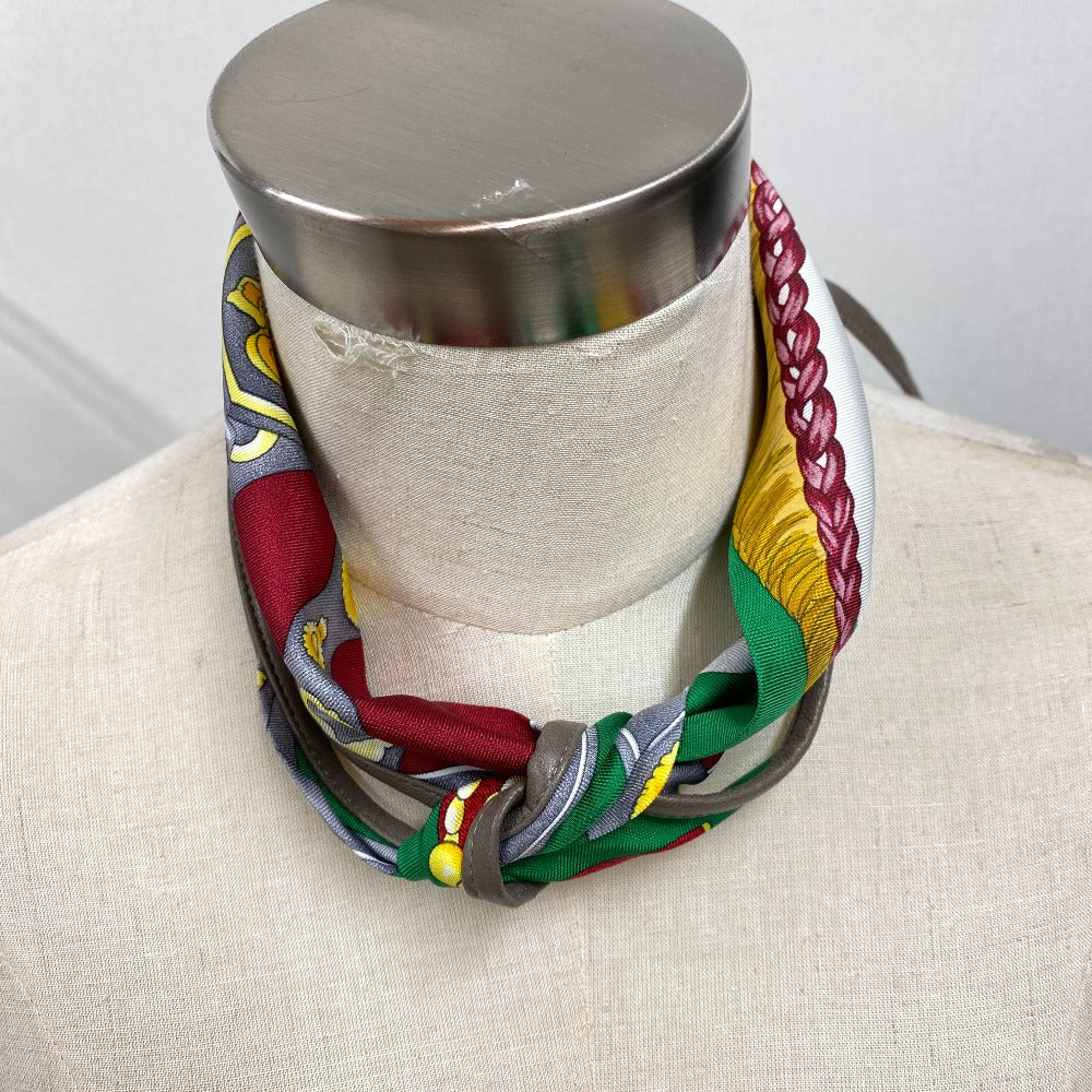 HERMES scarf Silk, Leather white