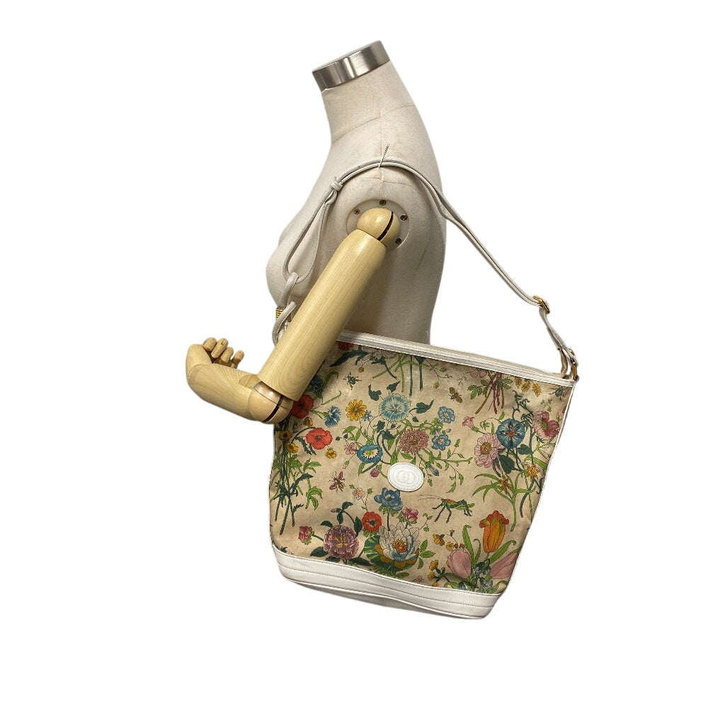 GUCCI Shoulder Bag 001・090・0729 Canvas, Leather white Flora GG
