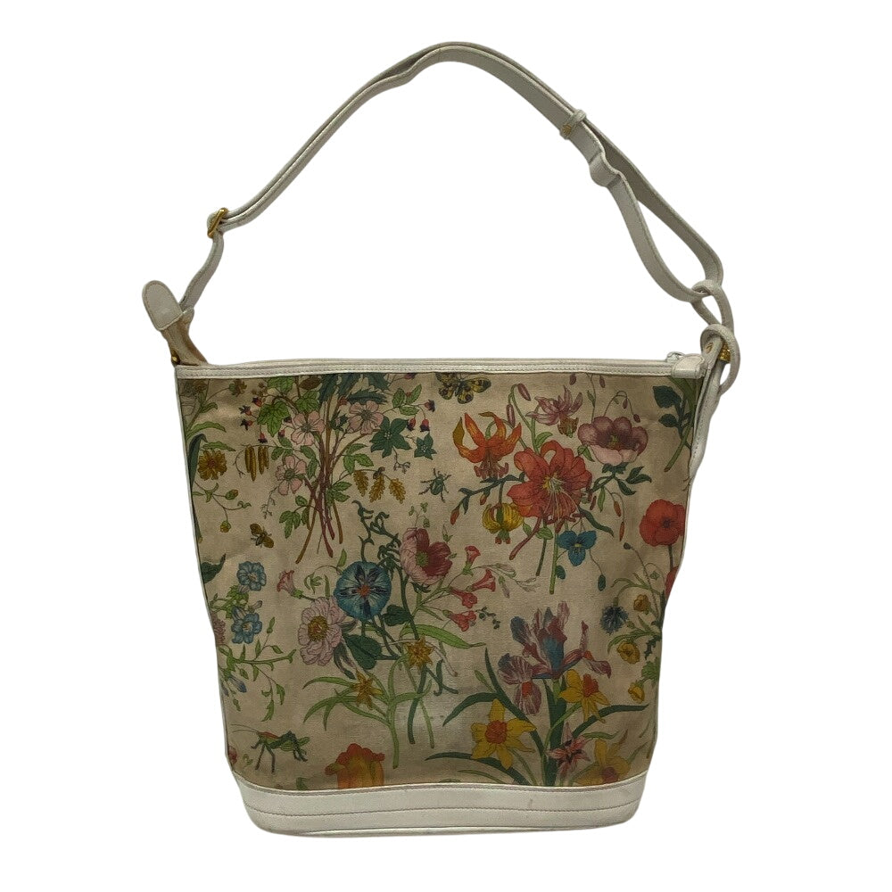 GUCCI Shoulder Bag 001・090・0729 Canvas, Leather white Flora GG