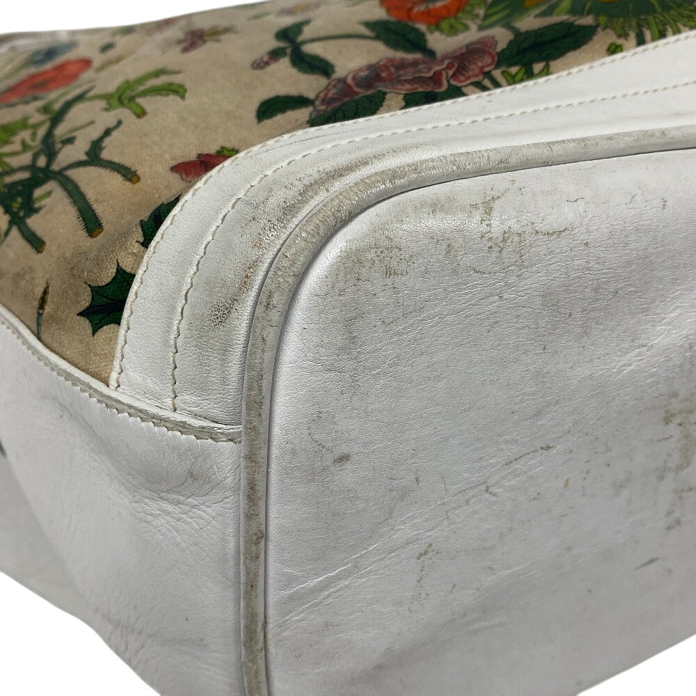 GUCCI Shoulder Bag 001・090・0729 Canvas, Leather white Flora GG