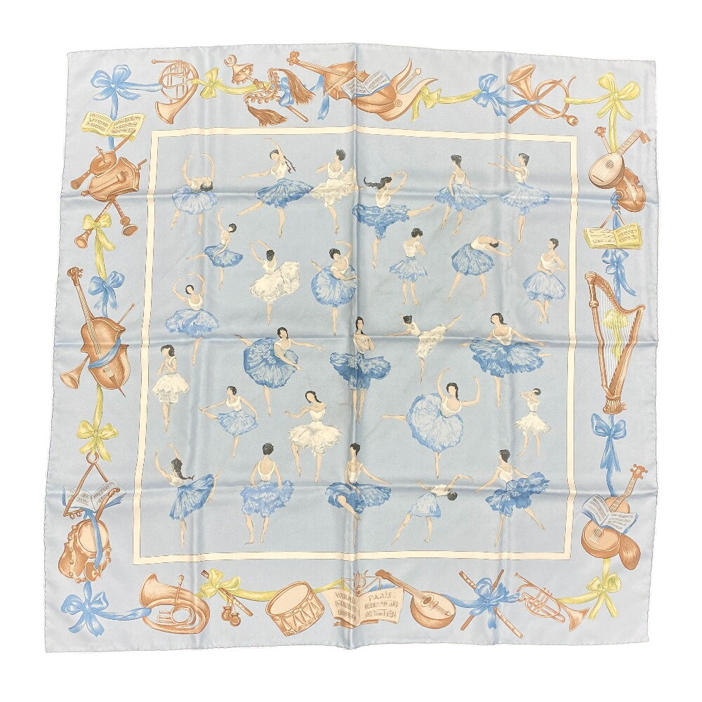 HERMES scarf silk blue Ballet Dancer