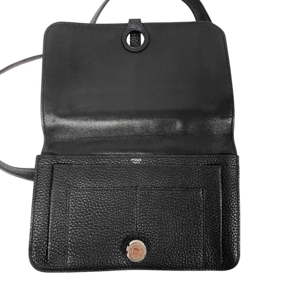 HERMES Waist bag Togo black Dogon SilverMetal