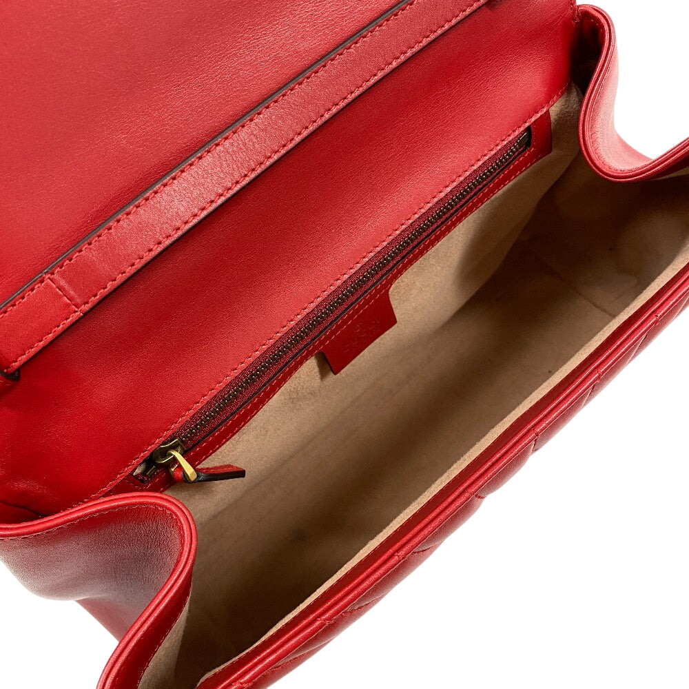 GUCCI Handbag 476531 leather Red Bamboo Queen Margaret