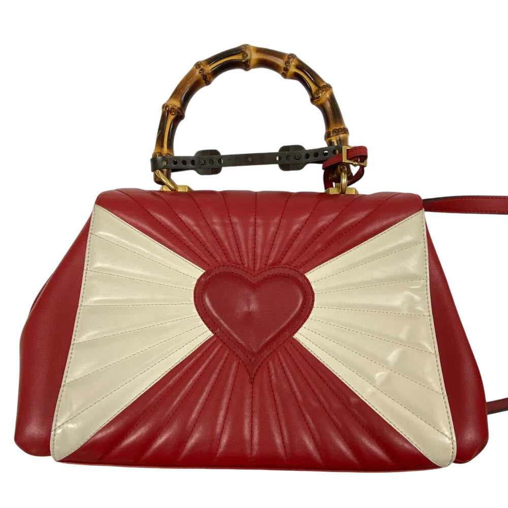 GUCCI Handbag 476531 leather Red Bamboo Queen Margaret