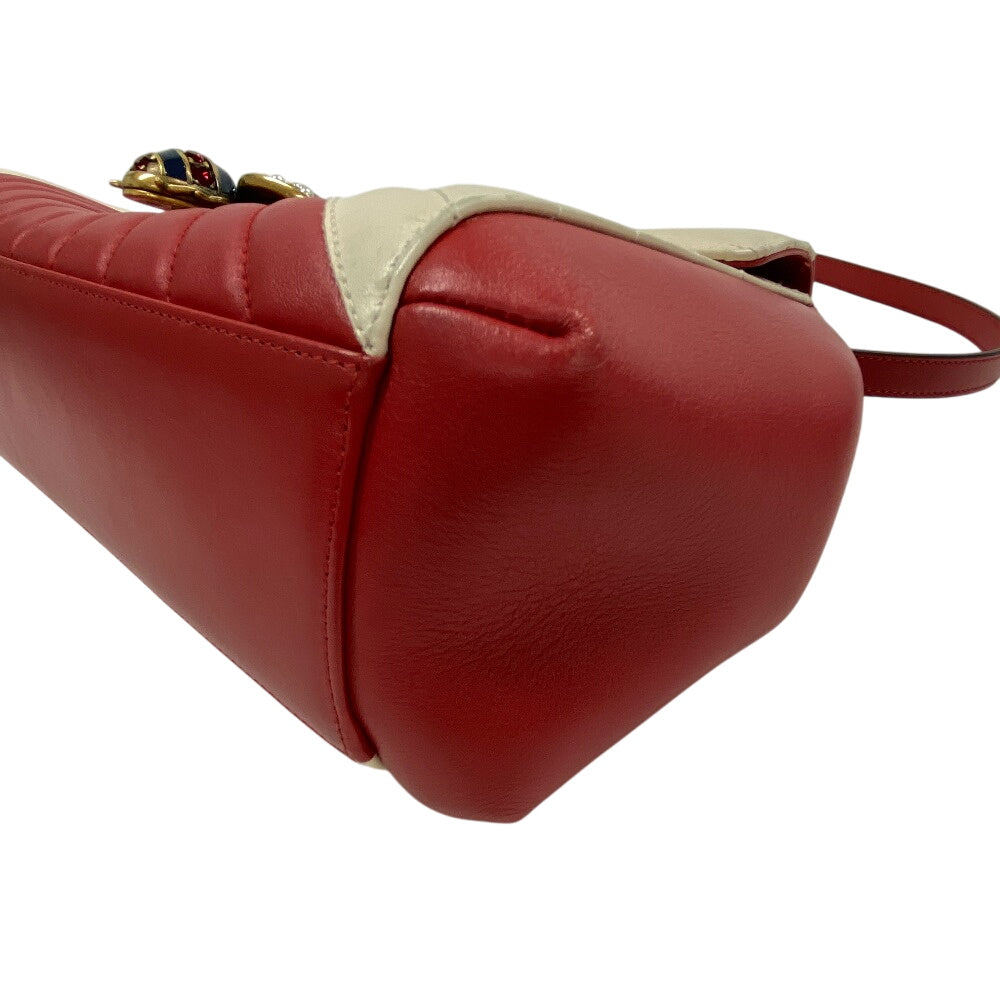 GUCCI Handbag 476531 leather Red Bamboo Queen Margaret