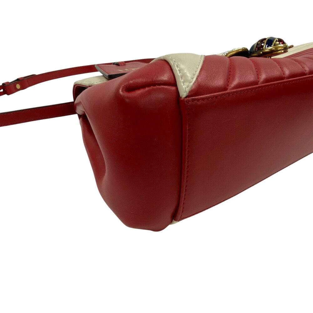 GUCCI Handbag 476531 leather Red Bamboo Queen Margaret