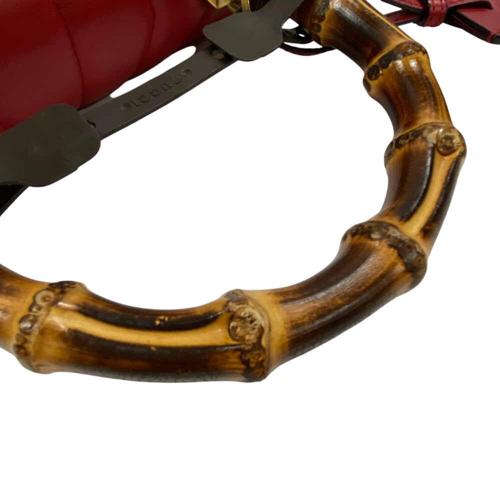 GUCCI Handbag 476531 leather Red Bamboo Queen Margaret