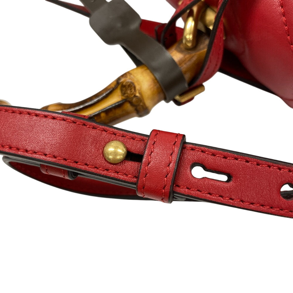 GUCCI Handbag 476531 leather Red Bamboo Queen Margaret