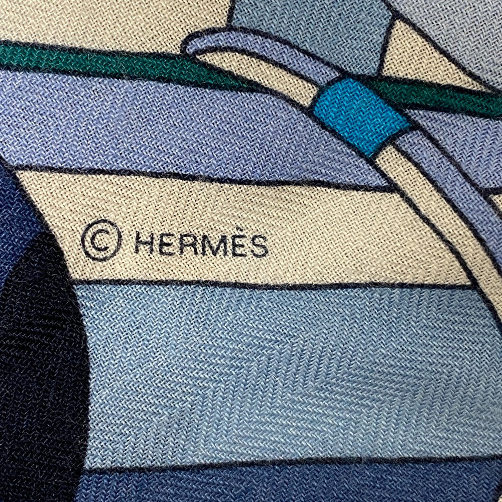 HERMES Stall Cashmere, Silk blue Caregean Fermata