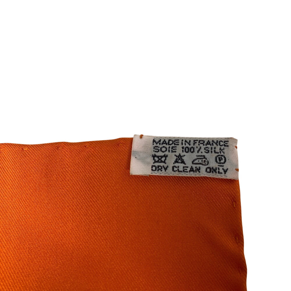 HERMES scarf silk Orange Carre90 art des steppes