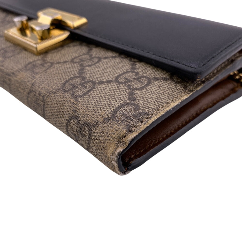 GUCCI Long Wallet Purse 453506 Leather, PVC black GG Supreme