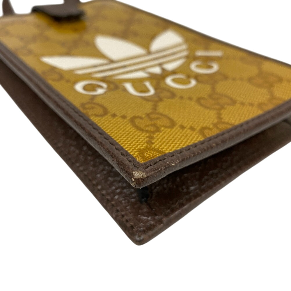 GUCCI Shoulder Bag 702203 Coated canvas Brown GG crystal Phone case