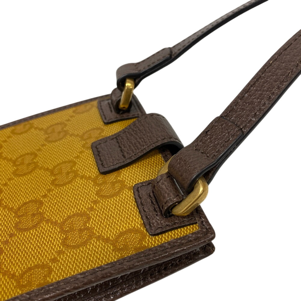 GUCCI Shoulder Bag 702203 Coated canvas Brown GG crystal Phone case