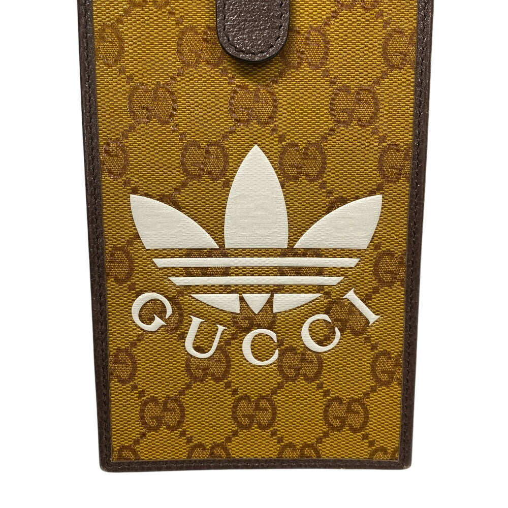 GUCCI Shoulder Bag 702203 Coated canvas Brown GG crystal Phone case