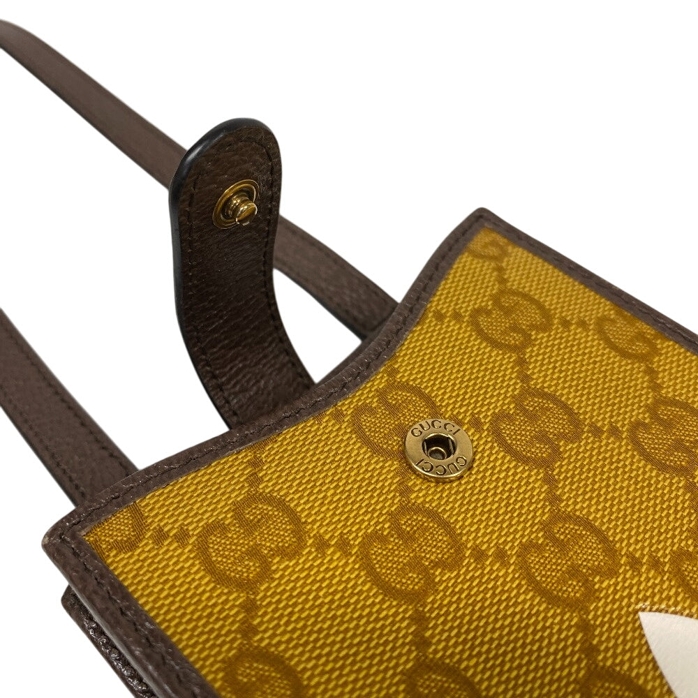 GUCCI Shoulder Bag 702203 Coated canvas Brown GG crystal Phone case
