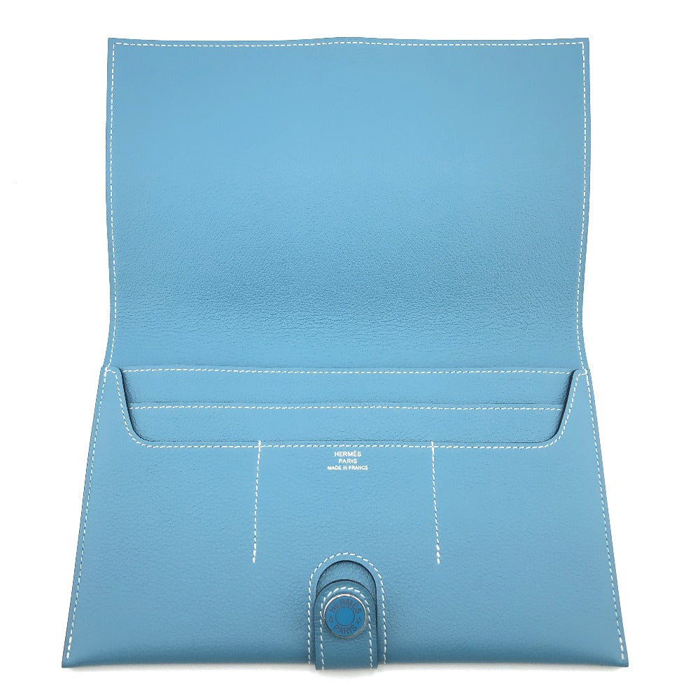 HERMES Long Wallet Purse Ever Calfskin blue RMS Tutankhamun