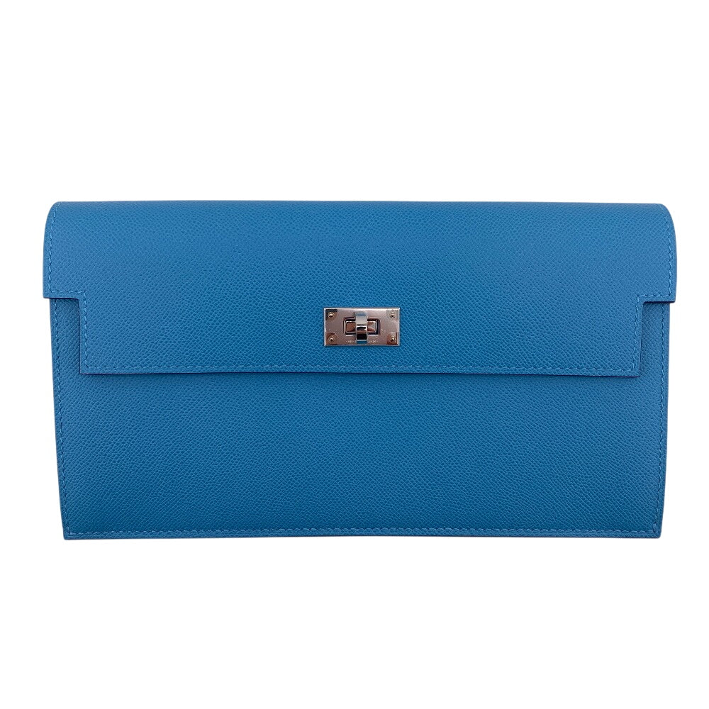 HERMES Long Wallet Purse Epsom Blue gene kelly pocket