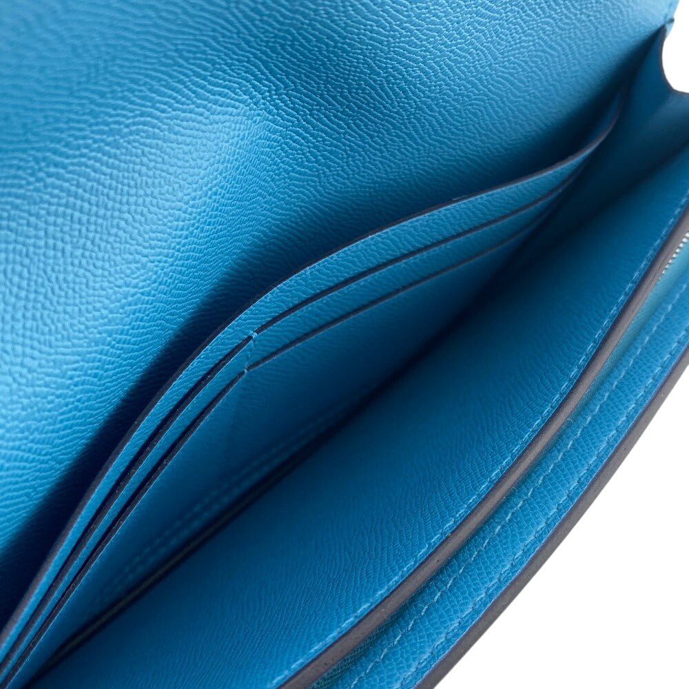HERMES Long Wallet Purse Epsom Blue gene kelly pocket