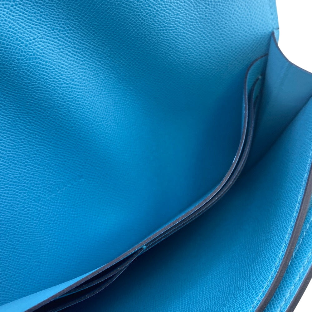 HERMES Long Wallet Purse Epsom Blue gene kelly pocket