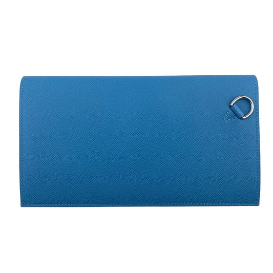 HERMES Long Wallet Purse Epsom Blue gene kelly pocket