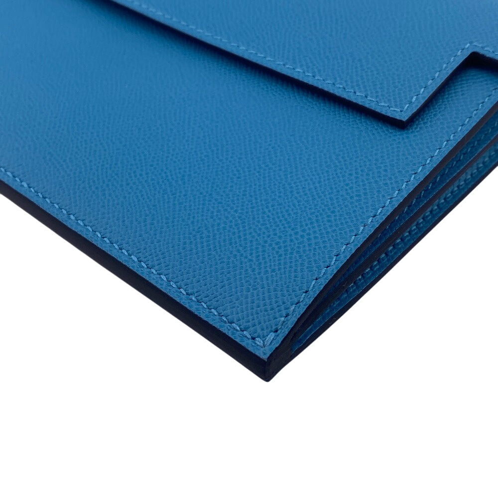 HERMES Long Wallet Purse Epsom Blue gene kelly pocket