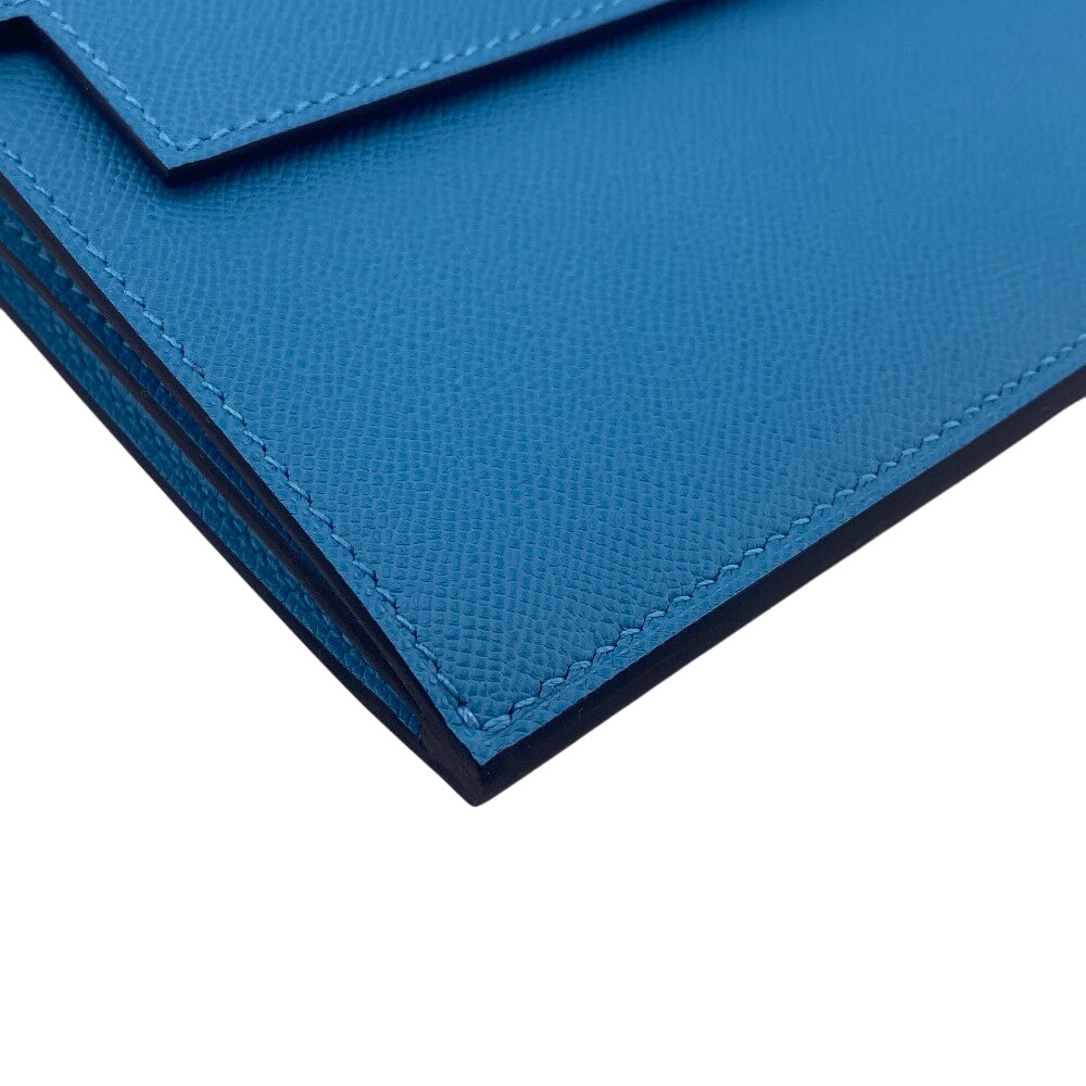 HERMES Long Wallet Purse Epsom Blue gene kelly pocket