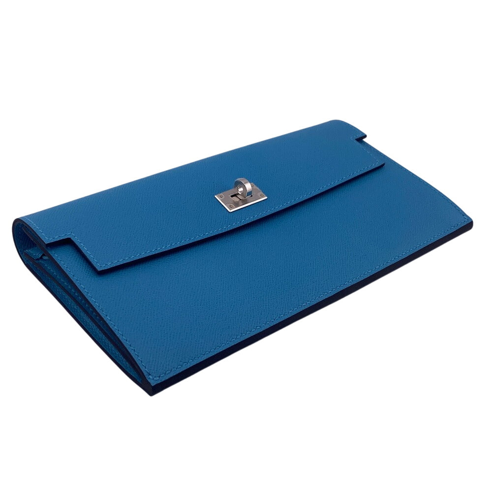 HERMES Long Wallet Purse Epsom Blue gene kelly pocket