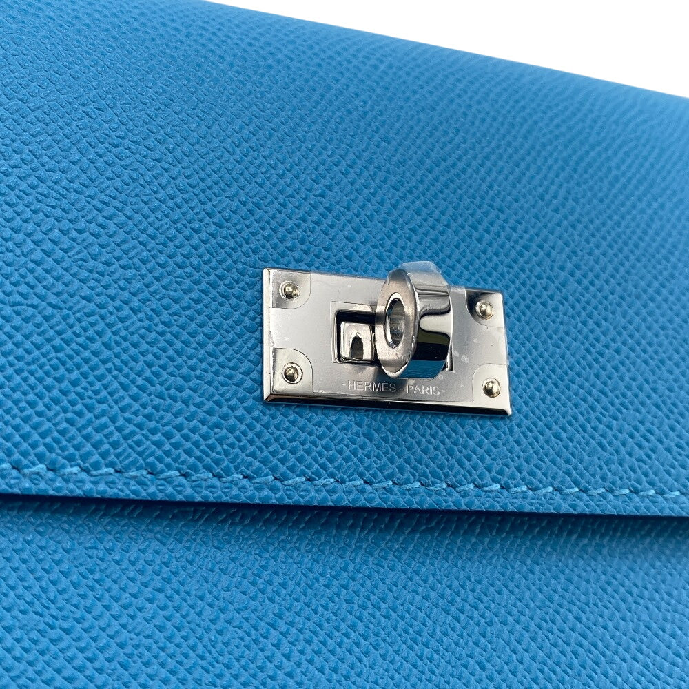 HERMES Long Wallet Purse Epsom Blue gene kelly pocket