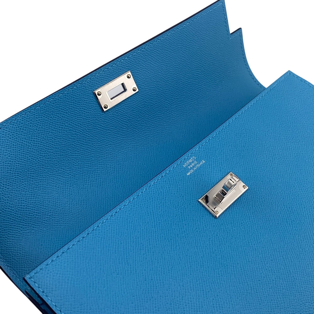 HERMES Long Wallet Purse Epsom Blue gene kelly pocket
