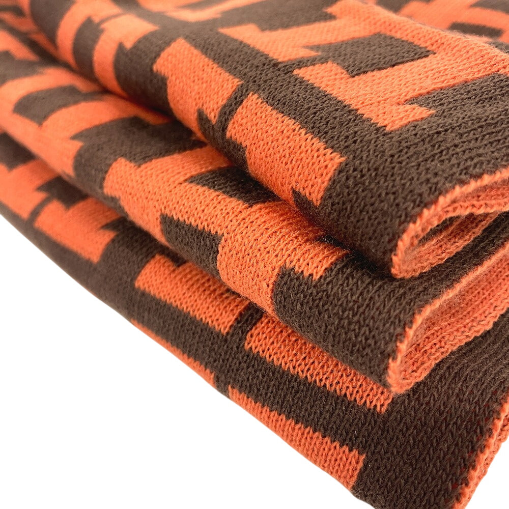 HERMES Scarf cashmere Brown logo
