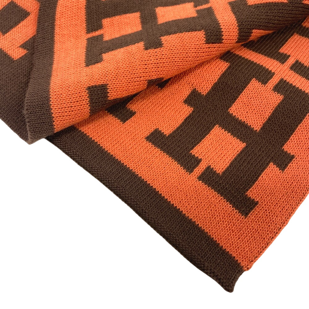 HERMES Scarf cashmere Brown logo