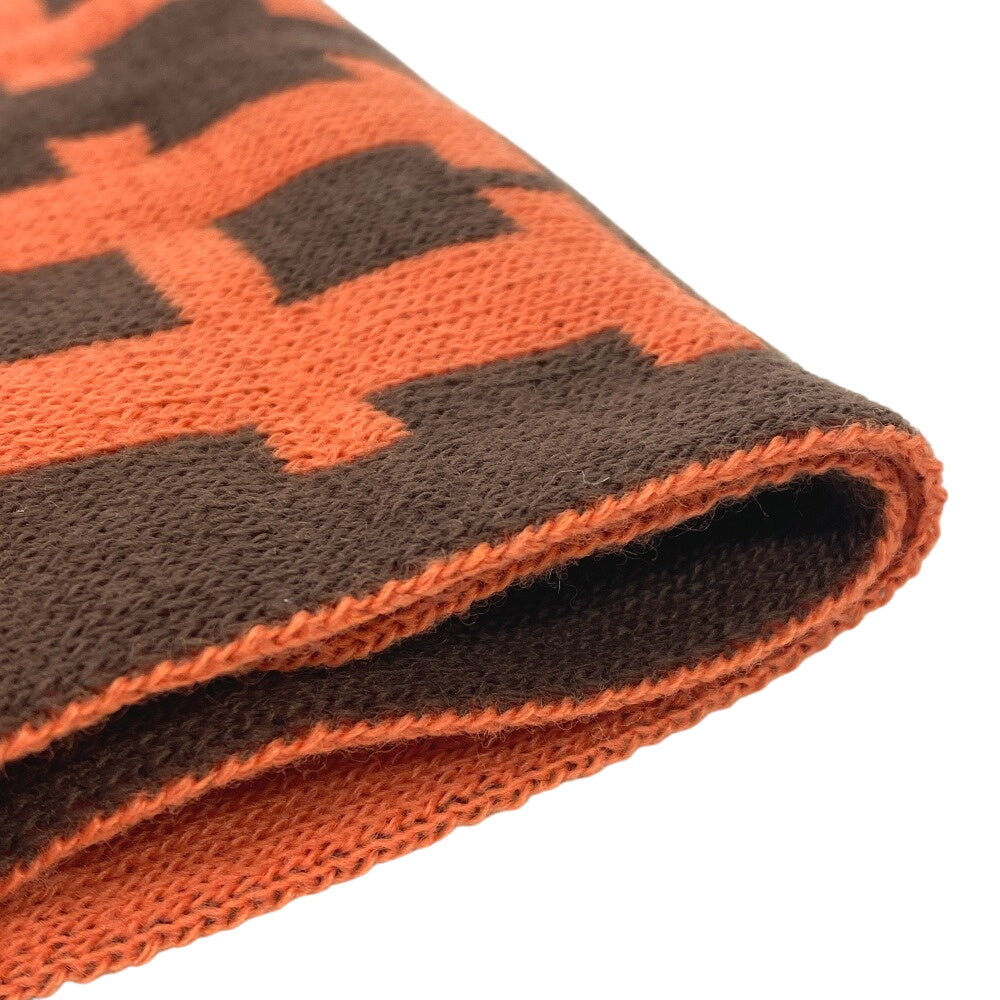 HERMES Scarf cashmere Brown logo