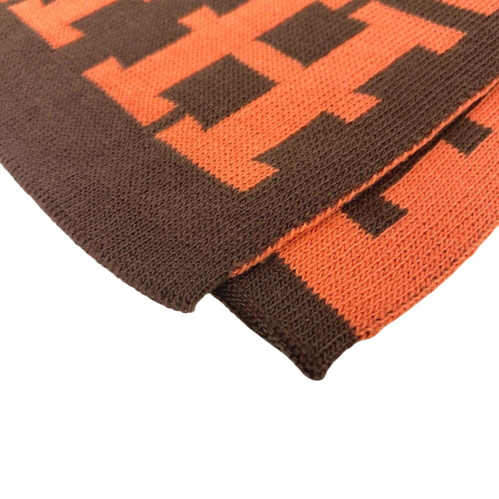 HERMES Scarf cashmere Brown logo