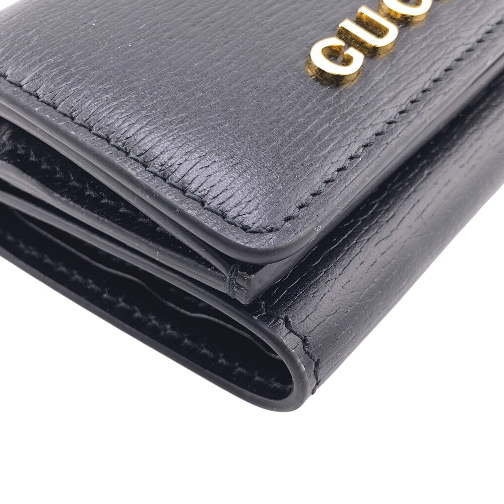 GUCCI Tri-fold wallet 790100 leather black Script Wallet