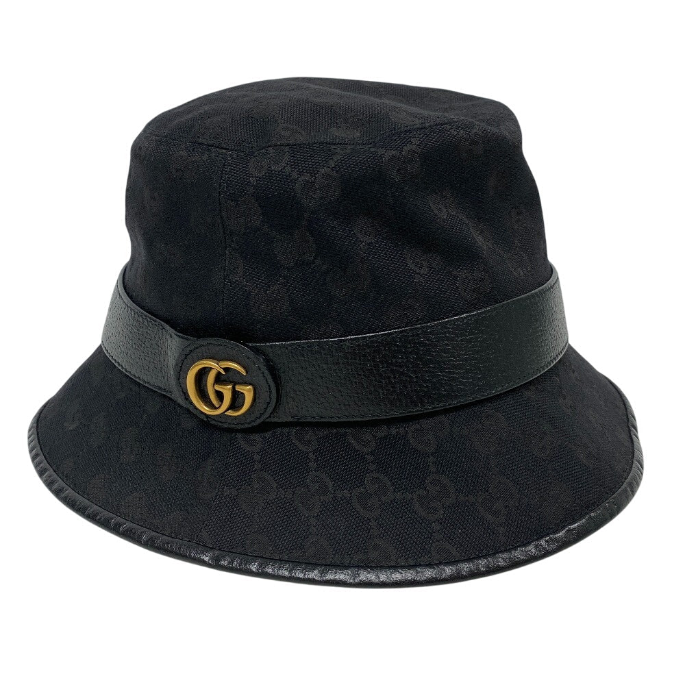 GUCCI hat 576587 Canvas, Leather black GG canvas