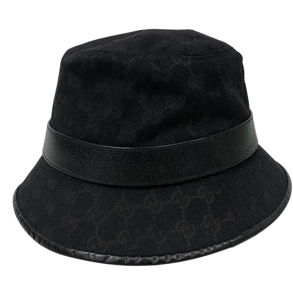 GUCCI hat 576587 Canvas, Leather black GG canvas