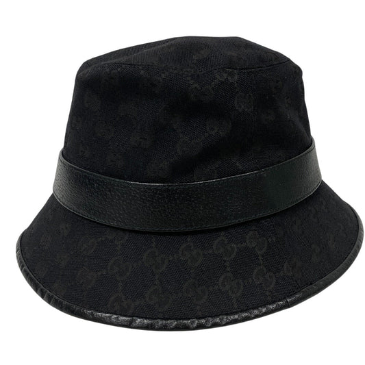 GUCCI hat 576587 Canvas, Leather black GG canvas