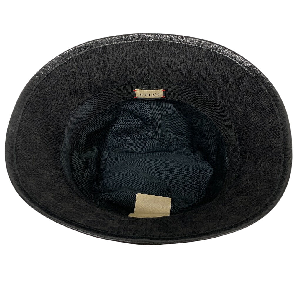 GUCCI hat 576587 Canvas, Leather black GG canvas