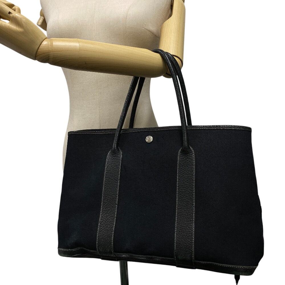 HERMES Handbag Toile Officier, Negonda black Garden party 36 PM