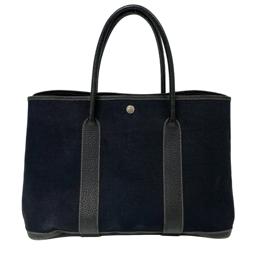 HERMES Handbag Toile Officier, Negonda black Garden party 36 PM