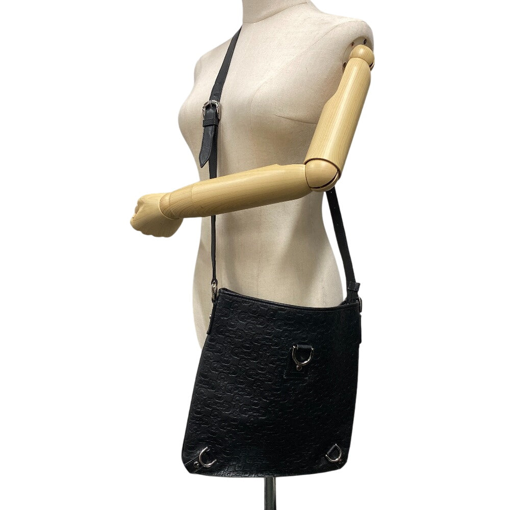 GUCCI Shoulder Bag 268642 leather black Horse pit Abbey