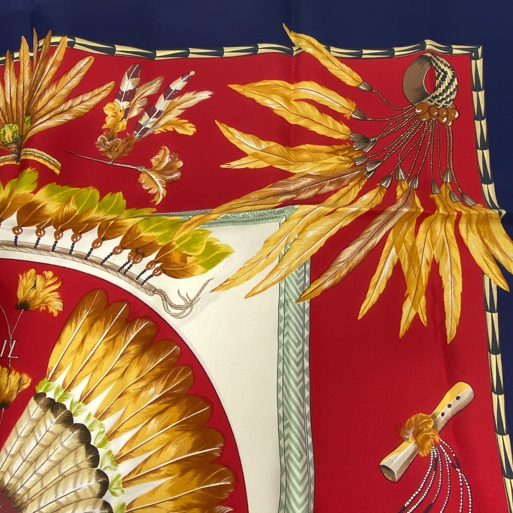HERMES scarf silk Navy Carre90 BRAZIL