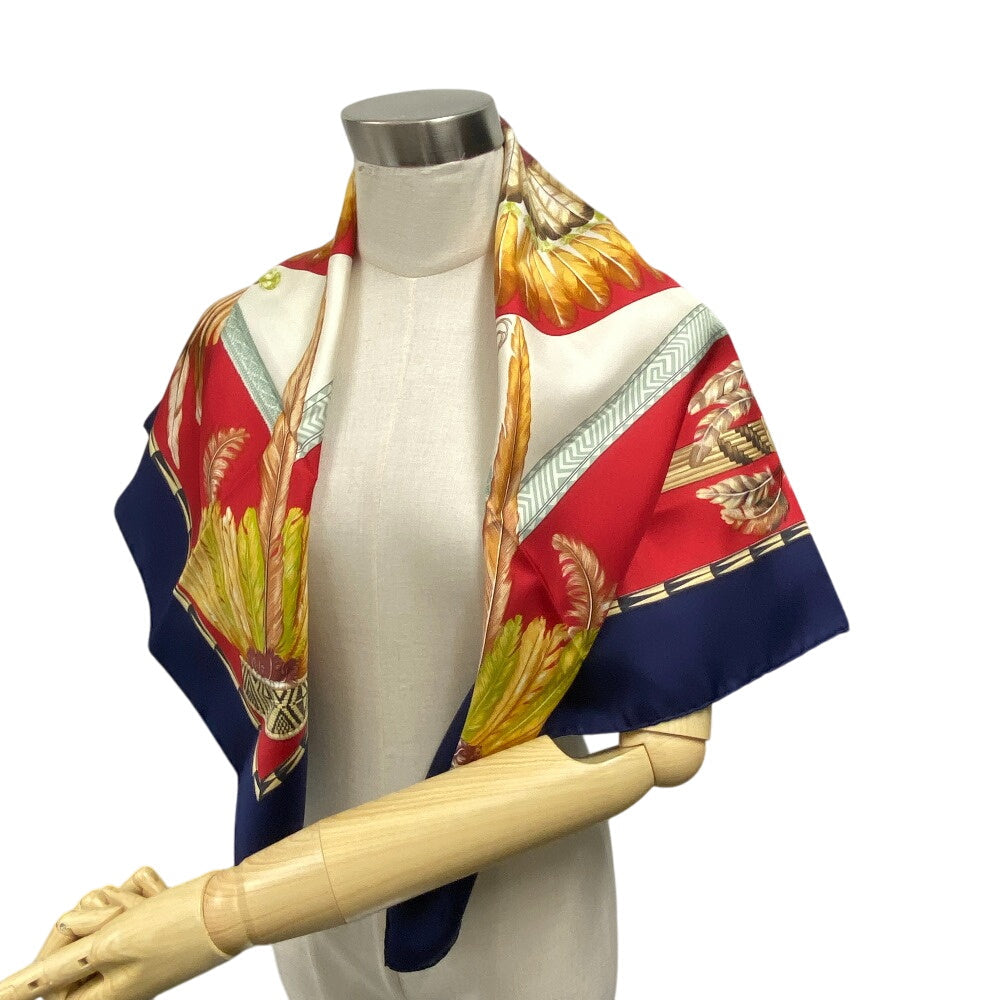 HERMES scarf silk Navy Carre90 BRAZIL